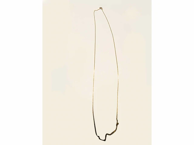 9kt geelgouden diamanten ketting - afbeelding 2 van  8