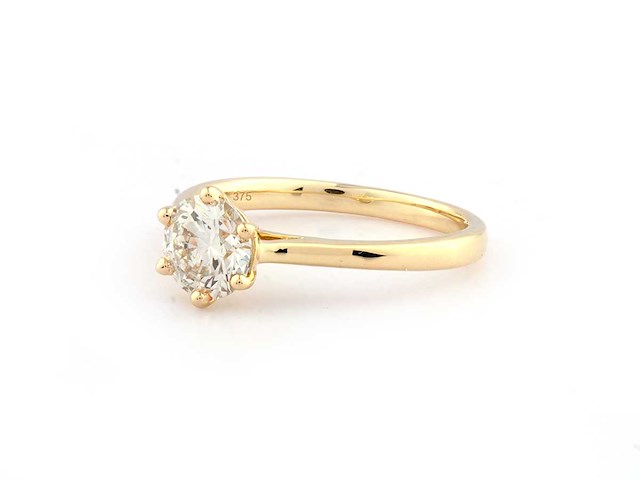 9kt geelgouden ring met 1cts lab gekweekte diamant - afbeelding 6 van  8