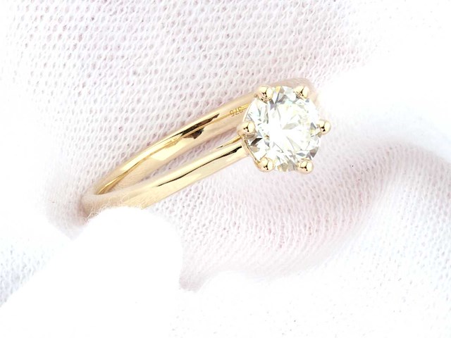 9kt geelgouden ring met 1cts lab gekweekte diamant - afbeelding 8 van  8