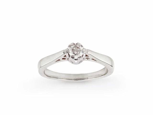 9kt white gold ring with natural diamond - afbeelding 1 van  5