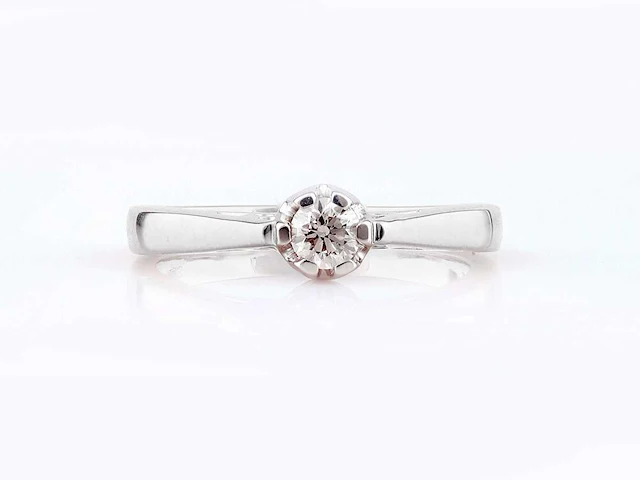 9kt white gold ring with natural diamond - afbeelding 4 van  5