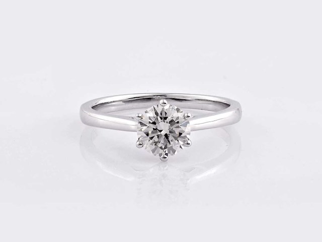 9kt witgouden ring met 1cts laboratoriumgekweekte diamant - afbeelding 2 van  7