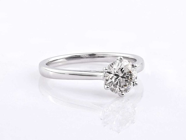 9kt witgouden ring met 1cts laboratoriumgekweekte diamant - afbeelding 5 van  7