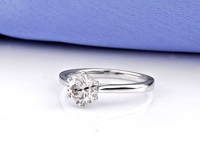 9kt witgouden ring met 1cts laboratoriumgekweekte diamant - afbeelding 6 van  7