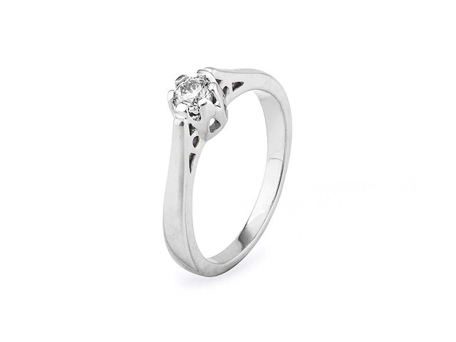 9kt witgouden ring met natuurlijke diamant - afbeelding 3 van  5