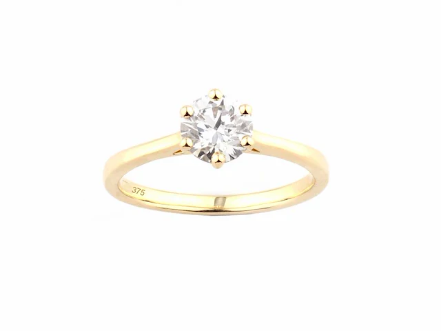 9kt yellow gold ring with 1cts lab grown diamond( size -eu-54) - afbeelding 1 van  8