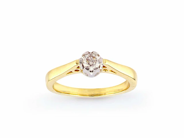 9kt yellow gold ring with natural diamond - afbeelding 1 van  5