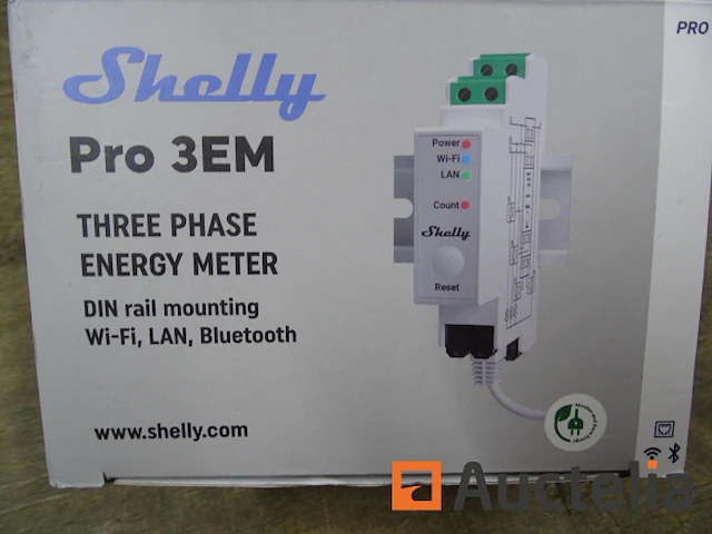 Aangesloten driefasig elektrische meter shelly pro 3em (120a) - afbeelding 2 van  2
