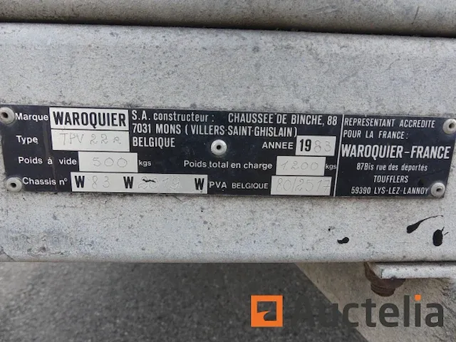 Aanhanger dubbele dekzeilas waroquier tpv22r - afbeelding 4 van  20