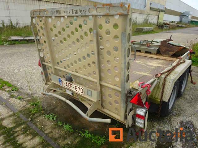 Aanhanger machinedrager, verkocht zonder inhoud, dubbele assen, williams, raamkozijnen sckd0000h0711058, 3500 kg, immat. qaef670, let op, geen documenten aan boord of aangifte van verlies. - afbeelding 1 van  8