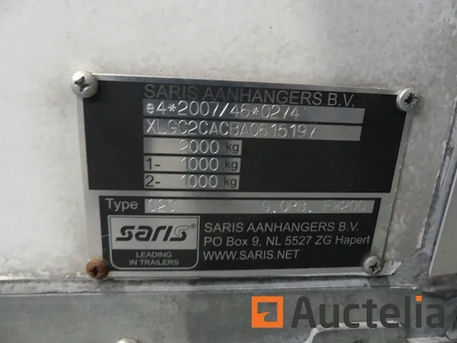 Aanhanger saris c2c gesloten rem - afbeelding 16 van  23