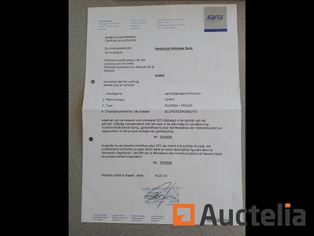 Aanhanger saris dubbelassige bestelwagen - afbeelding 5 van  9