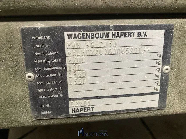 Aanhangwagen hapert 2,7 ton - afbeelding 7 van  8