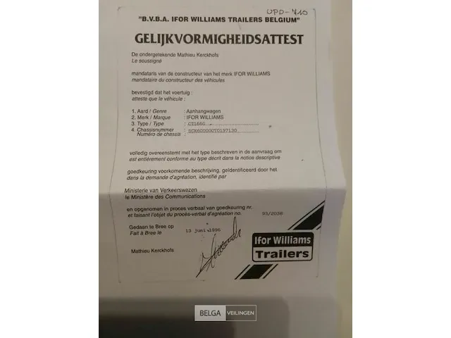 Aanhangwagen ifor williams 200x500 htg 3500 papieren oké - afbeelding 7 van  10