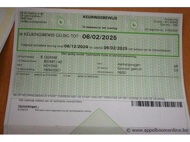 Aanhangwagen/podiumwagen noyens a2/6000b, 1e inschr 18/4/07, chassis 801679, kenteken, gelijkvormigheidsattest, keurin tot 06/2/25, uitgerust als poduim - afbeelding 3 van  12