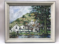 Abstract schilderij op doek. belgische school. gesigneerd. - afbeelding 1 van  18