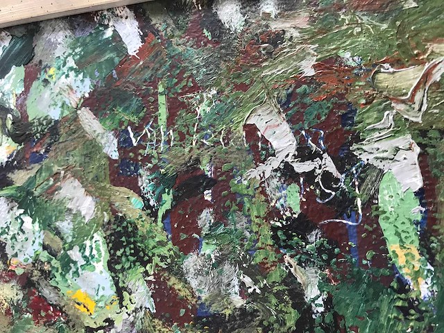 Abstract schilderij op doek. belgische school. gesigneerd. - afbeelding 2 van  18