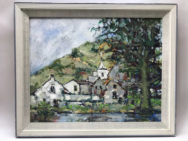 Abstract schilderij op doek. belgische school. gesigneerd. - afbeelding 1 van  18