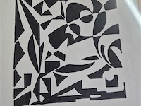 Abstracte tekeningen 4 stuks, 1 glas gebroken - afbeelding 3 van  5