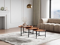 Acaciahout & zwart metaal nesten salontafels - licht, natuurlijk - afbeelding 1 van  7
