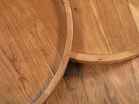 Acaciahout & zwart metaal nesten salontafels - licht, natuurlijk - afbeelding 5 van  7