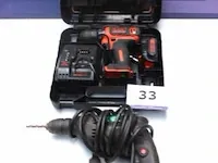 Accu boormachine black&decker, met batterij en lader, werking niet gekend, plus boormachine, werking niet gekend