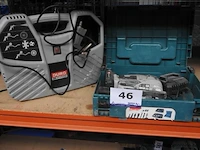 Accu decoupeermachine makita apsd 18-1, met lader en opbergkist, werking niet gekend plus compressor duro pro, werking niet gekend - afbeelding 1 van  3