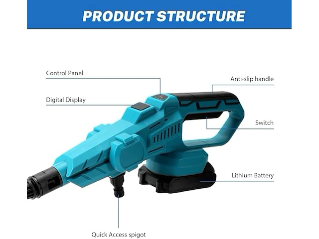 Accu-hogedrukreiniger voor makita 18 v accu - afbeelding 2 van  5