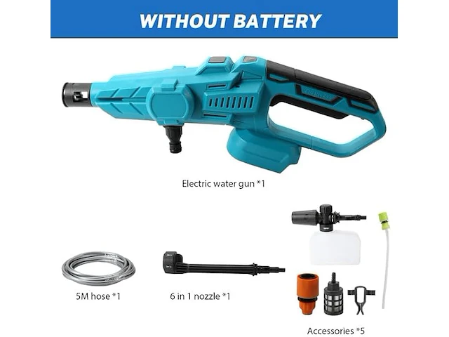 Accu-hogedrukreiniger voor makita 18 v accu - afbeelding 3 van  5