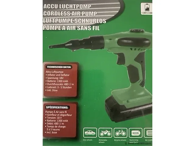 Accu luchtpomp 18v 1,3ah lion - afbeelding 1 van  3