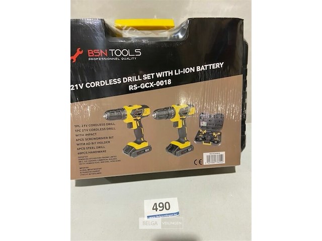 Accu schroefmaschine 21v 2 stuks in koffer 1 met klopfunctie - afbeelding 2 van  3