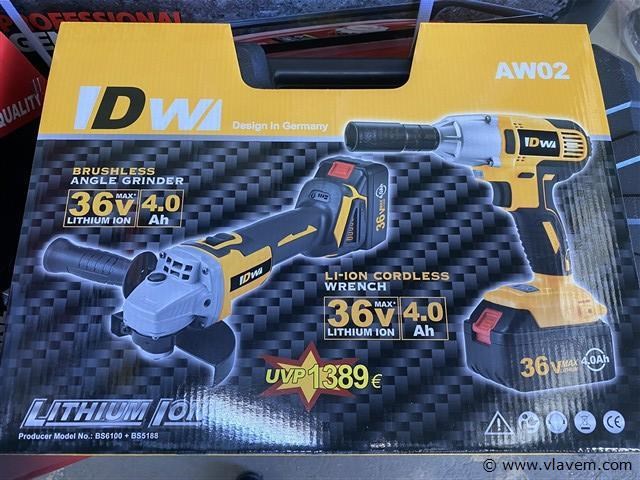 Accu slijper en slagmoersleutel set 36v 4ah - afbeelding 1 van  6