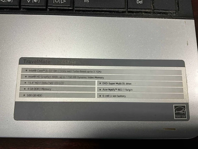 Acer travelmate p253-m laptop - afbeelding 2 van  3