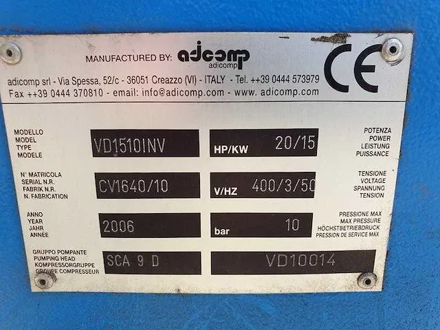 Adicomp - vd1510 inv - air compressors - afbeelding 5 van  5