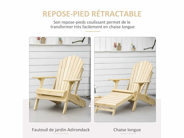 Adirondack opvouwbare tuinstoel met voetensteun - afbeelding 8 van  12