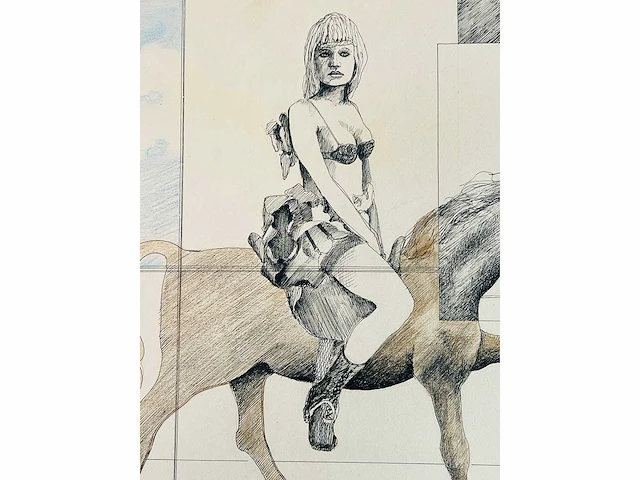 Adriaan de kruijff - ariadne rijdt op puzzle - tekening in gemengde techniek - afbeelding 2 van  9