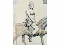 Adriaan de kruijff - ariadne rijdt op puzzle - tekening in gemengde techniek - afbeelding 2 van  9