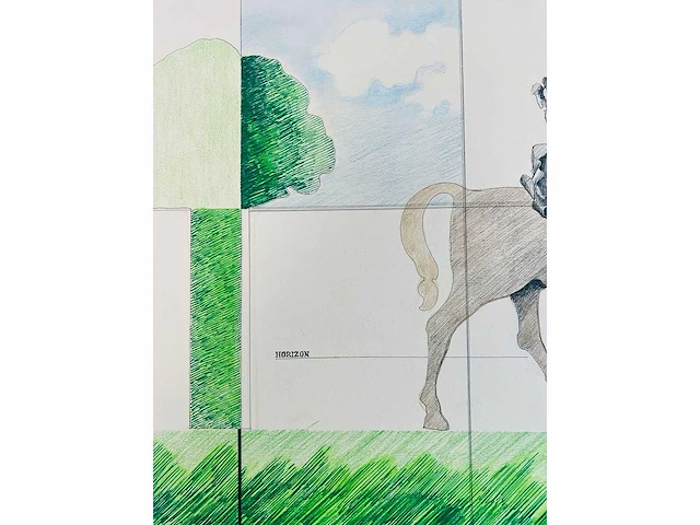 Adriaan de kruijff - ariadne rijdt op puzzle - tekening in gemengde techniek - afbeelding 7 van  9