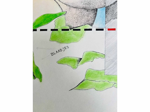Adriaan de kruijff - blaadjes - tekening in gemengde techniek - afbeelding 6 van  12