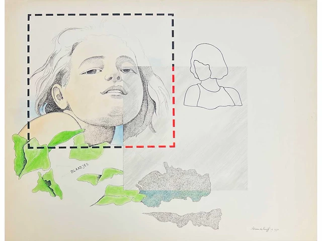 Adriaan de kruijff - blaadjes - tekening in gemengde techniek - afbeelding 8 van  12