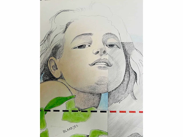 Adriaan de kruijff - blaadjes - tekening in gemengde techniek - afbeelding 11 van  12
