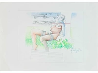 Adriaan de kruijff - naakt - tekening in gemengde techniek - afbeelding 2 van  6