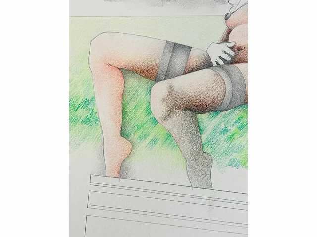 Adriaan de kruijff - naakt - tekening in gemengde techniek - afbeelding 5 van  6
