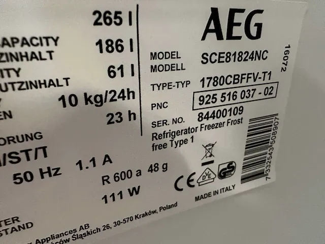 Aeg - sce81824nc - koel/vries combinatie (c) - afbeelding 4 van  4