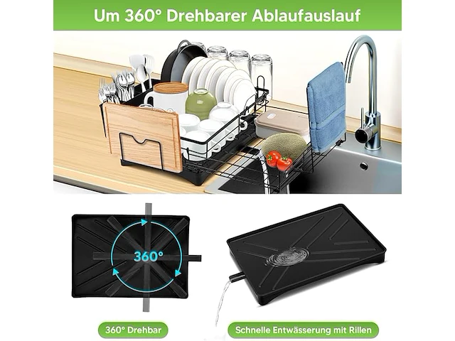 Afdruiprek voor servies met afdruipbak - afbeelding 2 van  4