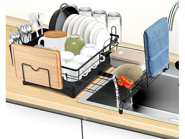 Afdruiprek voor servies met afdruipbak - afbeelding 1 van  4