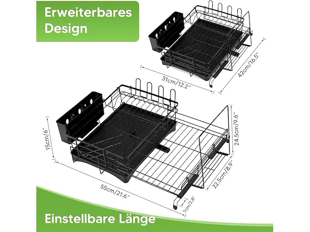 Afdruiprek voor servies met afdruipbak - afbeelding 3 van  4