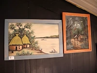 Afrikaans schilderij (x2) - afbeelding 1 van  4