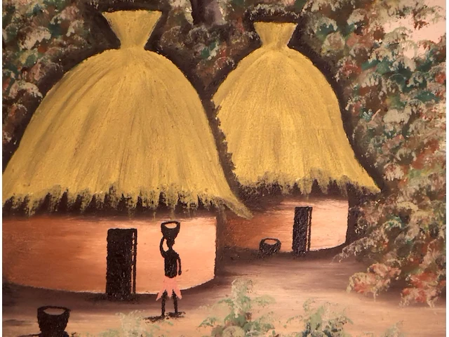 Afrikaans schilderij (x2) - afbeelding 2 van  4