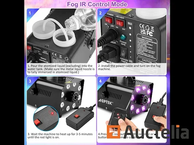 Afstandsbediening rookmachine met 13 led-lamps - afbeelding 5 van  6